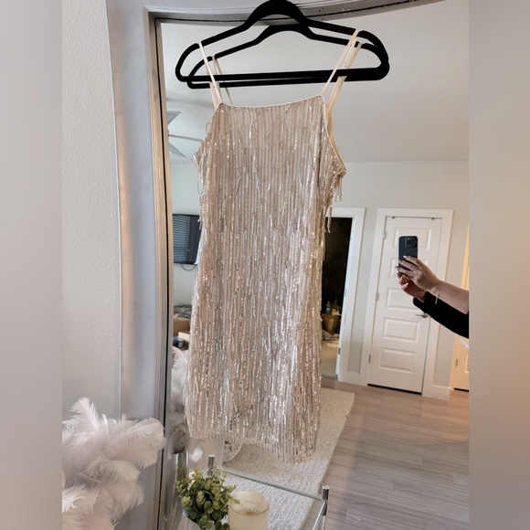 NEW! Champagne Shimmy Evening Dress. - Picture 3 of 8